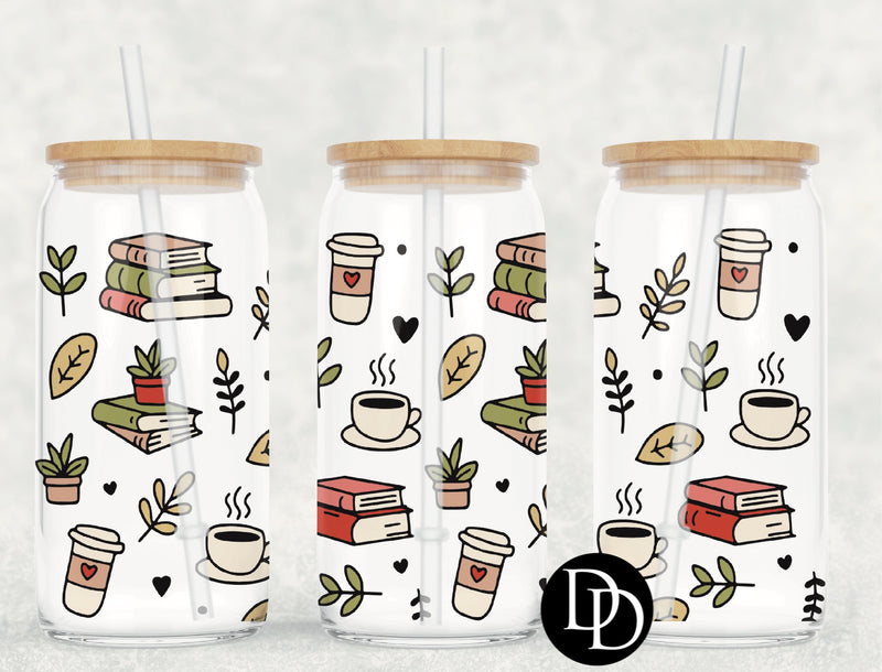 Books and Coffee UV DTF Cup Wrap