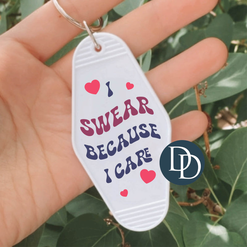 I Swear Because I Care Hearts *Motel Keychain UV DTF Decal*