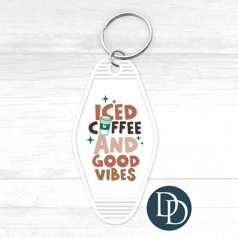 Iced Coffee And Good Vibes Motel Keychain UV DTF Decal