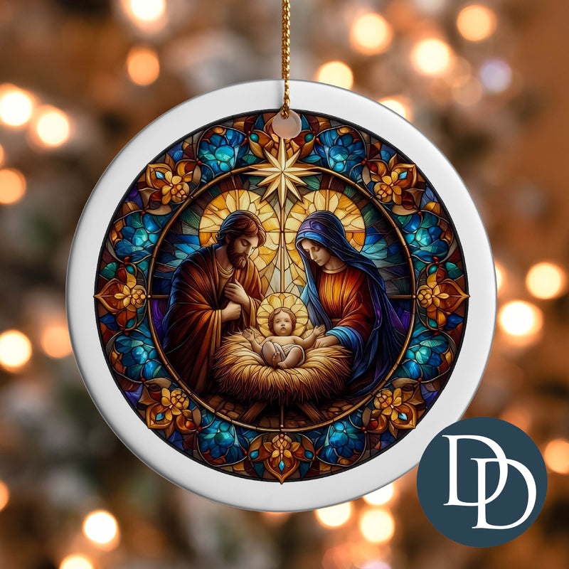 Jesus Manger Stained Glass *UV DTF Ornament Decal*