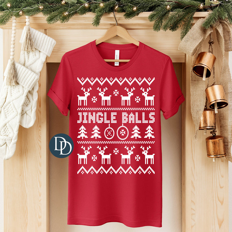 Jingle Balls Oversized Ugly Christmas Sweater (White Ink) *Screen Print Transfer*