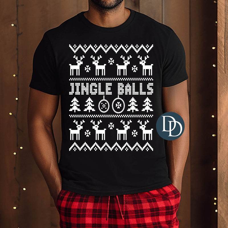 Jingle Balls Oversized Ugly Christmas Sweater (White Ink) *Screen Print Transfer*