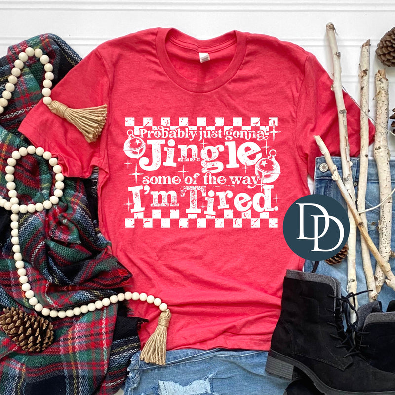 Jingle Some Of The Way Distressed Checkered (White Ink) *Screen Print Transfer*