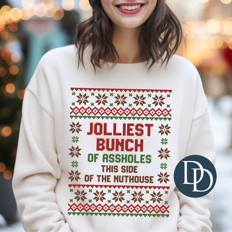OVERSIZED Jolliest Bunch Of Asshles Ugly Christmas Sweater *DTF Transfer*