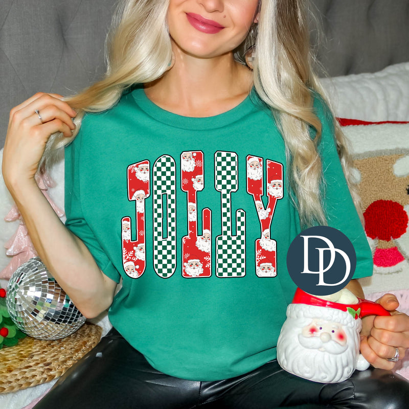 Jolly Checkered Santas *DTF Transfer*