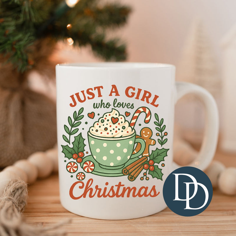 Just A Girl Who Loves Christmas Vintage *UV DTF Mug Decals*
