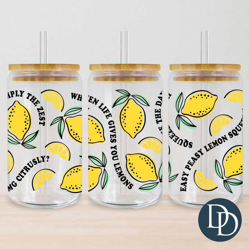 Lemon Citrusly Juice Glass *UV DTF Cup Wrap*