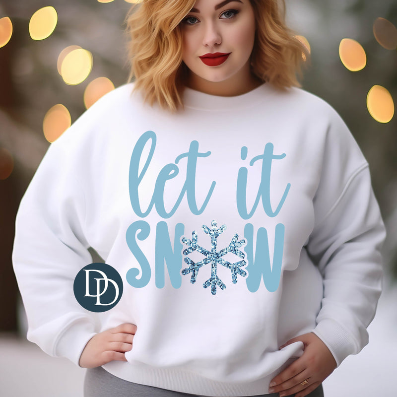 Let It Snow Faux Sequin Snowflake *DTF Transfer*