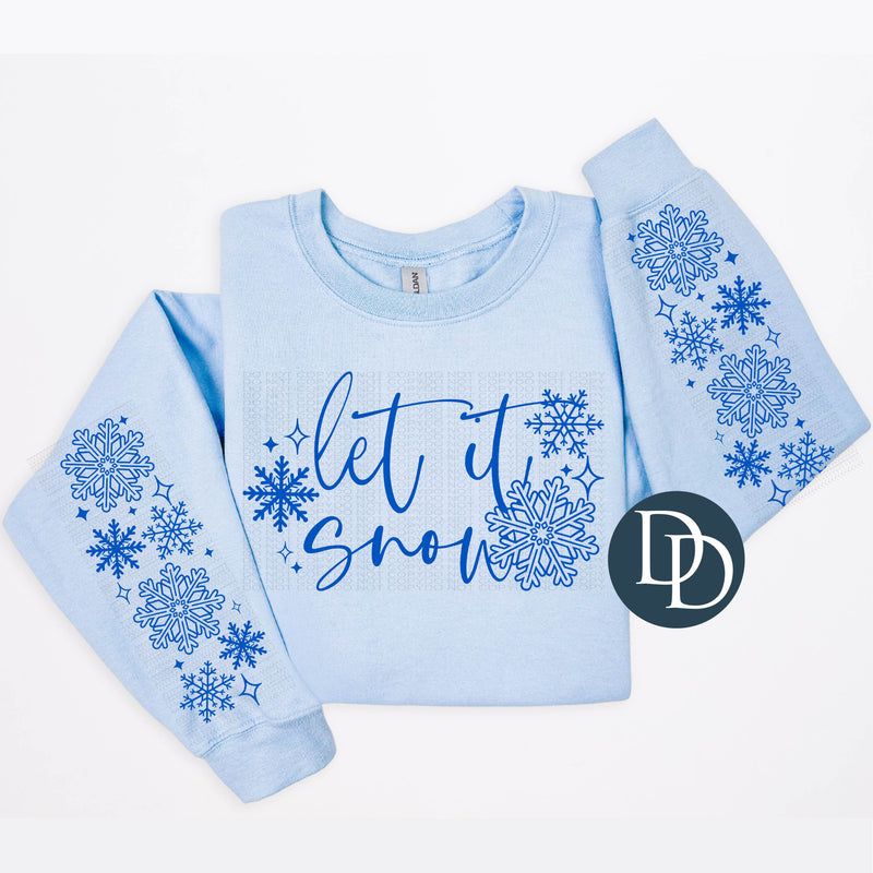 Let It Snow Snowflakes With Sleeve Accents *DTF Transfer*