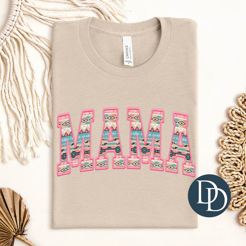 MAMA Pink Faux Embroidery Western Aztec *DTF Transfer*