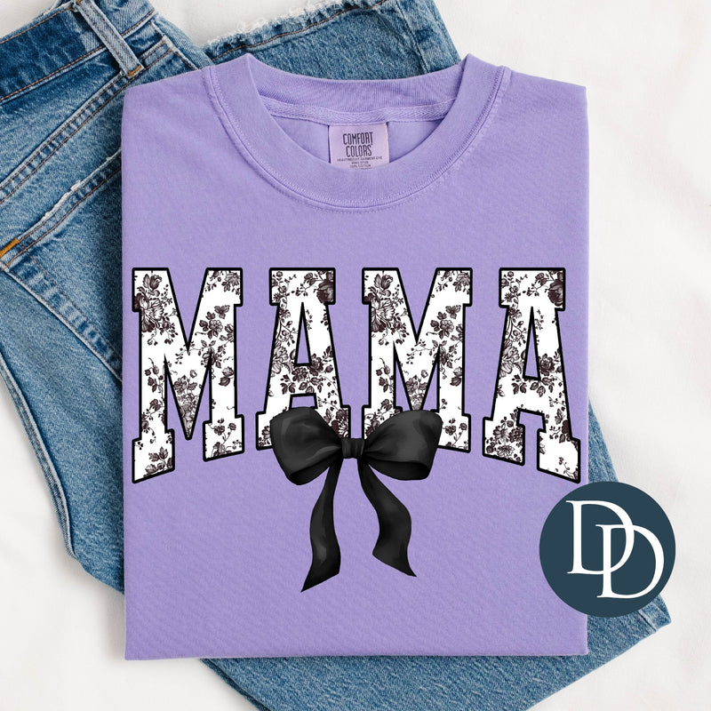 Mama Black Bow Flowers *DTF Transfer*