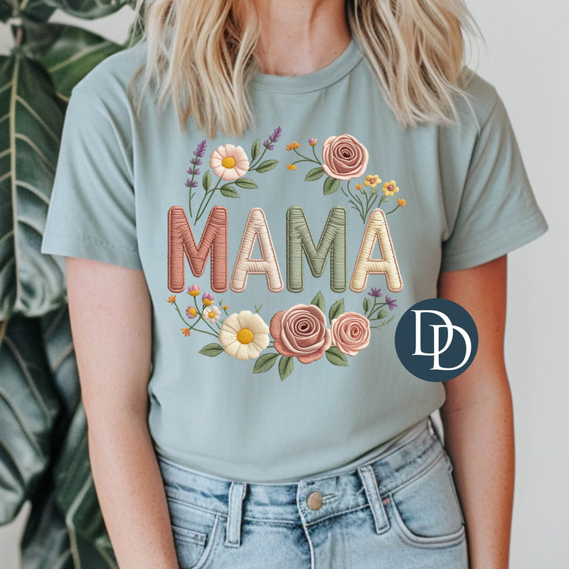 Mama Faux Embroidery Boho Florals *DTF Transfer*