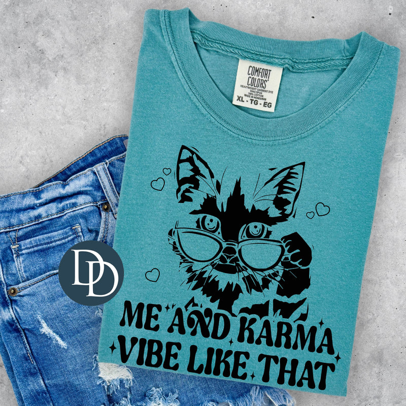 Me and Karma Kitty (Black Ink) *Screen Print Transfer*