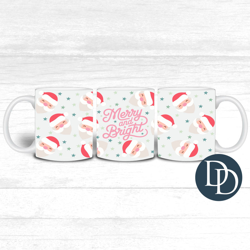 Merry And Bright Santa Heads *UV DTF Mug Wrap*