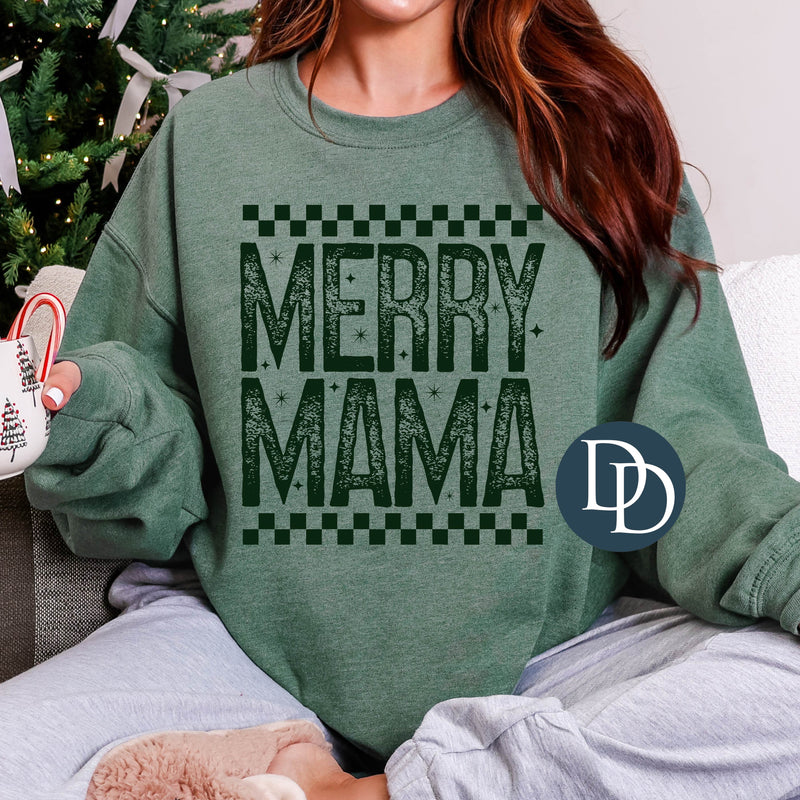 Merry Mama Distressed Checkered *DTF Transfer*