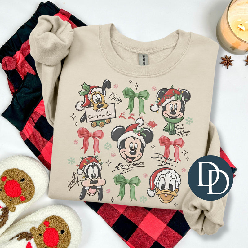 MickE Friends Christmas Bows *DTF Transfer*