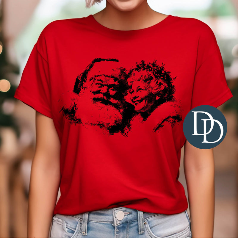 Mr And Mrs Claus (Black Ink) *Screen Print Transfer*