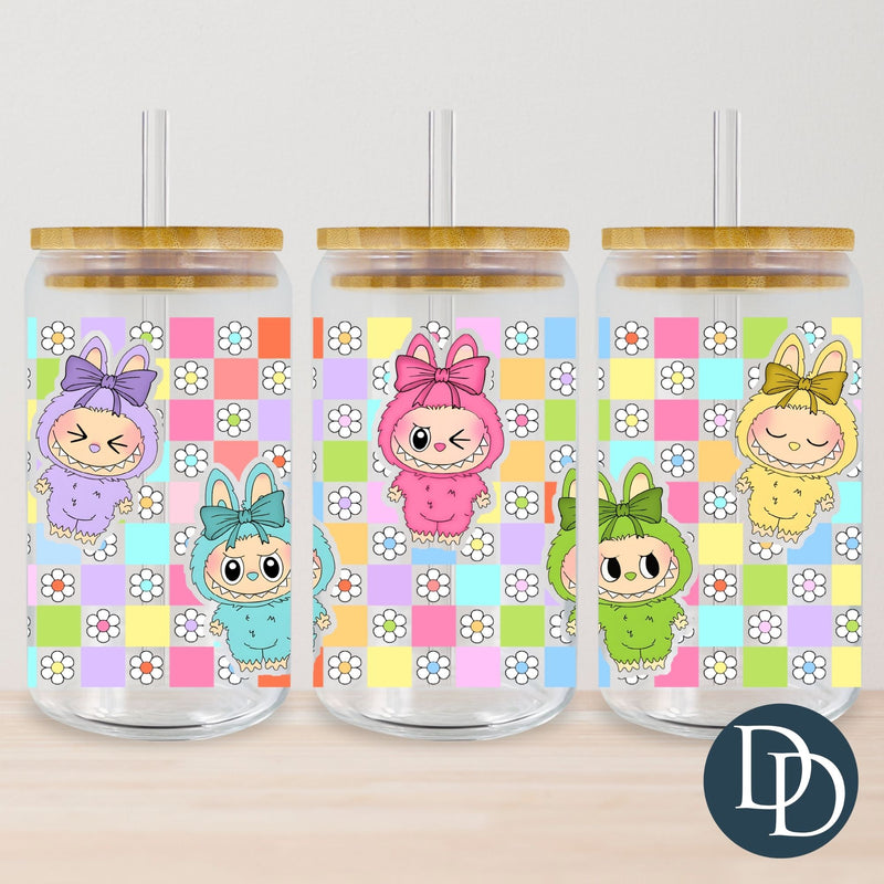Multi Labubu Checkered Daisy *UV DTF Cup Wrap*