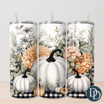 Muted Floral Pumpkins Tumbler Print *Sublimation Print Transfer*