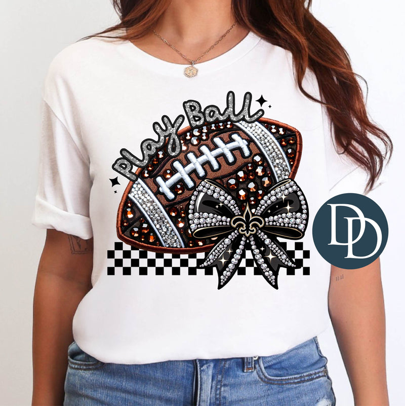 NOS Faux Rhinestone Football Bow *DTF Transfer*