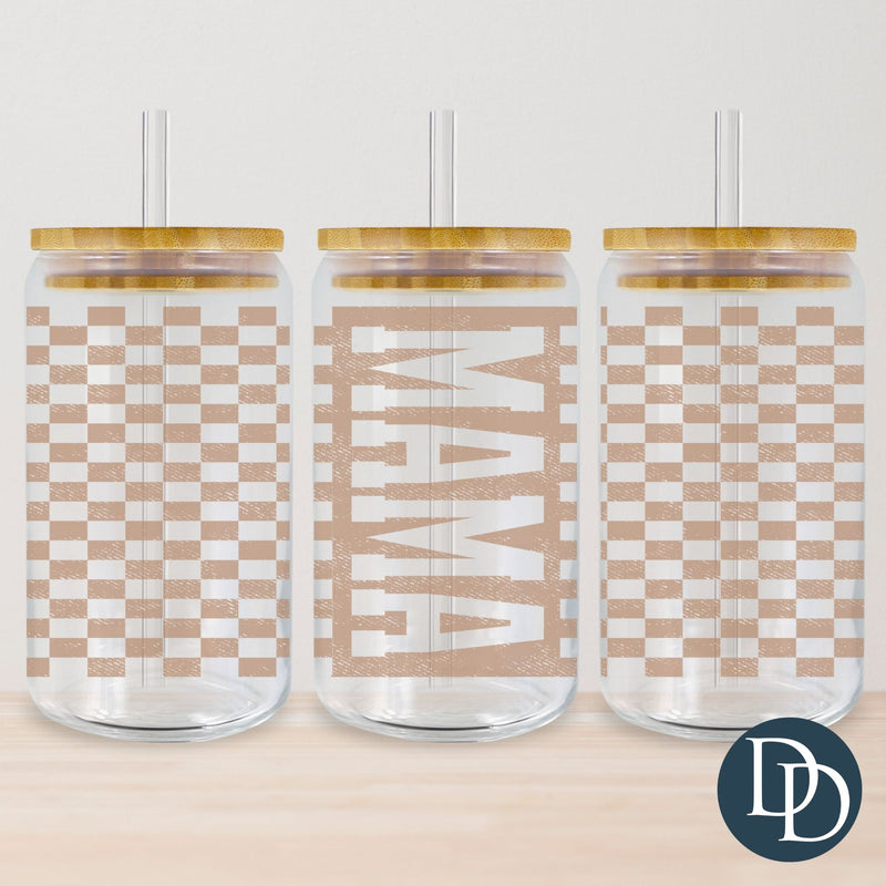 Neutral Checkered Mama Tumbler Print *Sublimation Print Transfer*