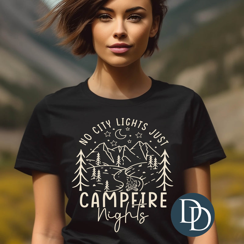 No City Lights Just Campfire Nights (Beige Ink) *Screen Print Transfer*
