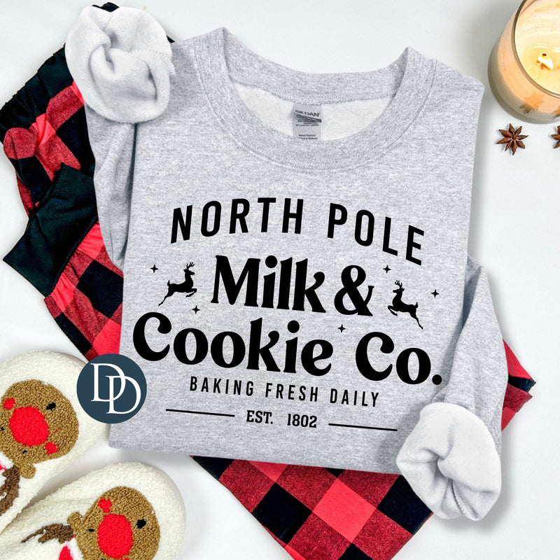 North Pole Milk And Cookie Co (Black Ink) *Screen Print Transfer*