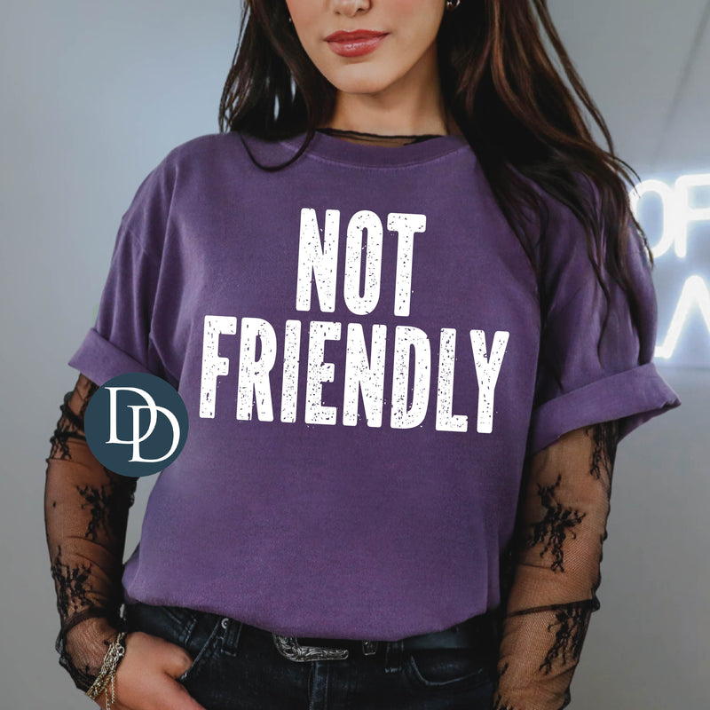 Not Friendly (White Ink) *Screen Print Transfer*