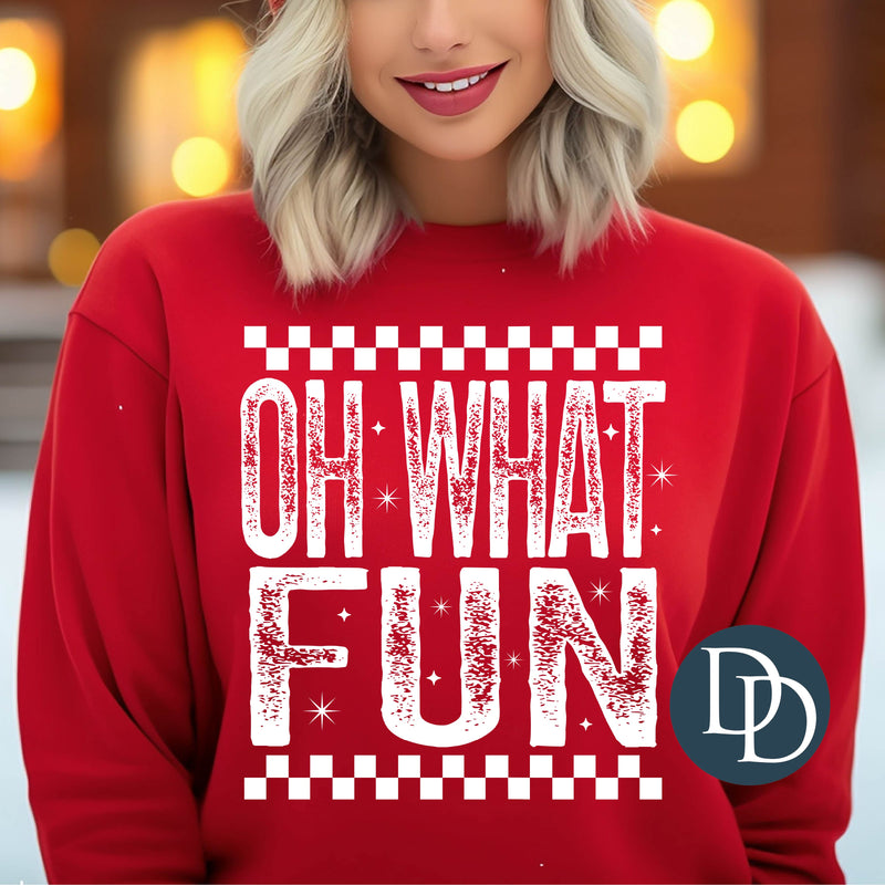 Oh What Fun Distressed Checkered *DTF Transfer*