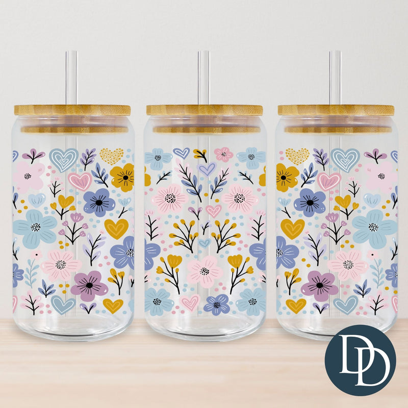 Pastel Flowers And Hearts *UV DTF Cup Wrap*