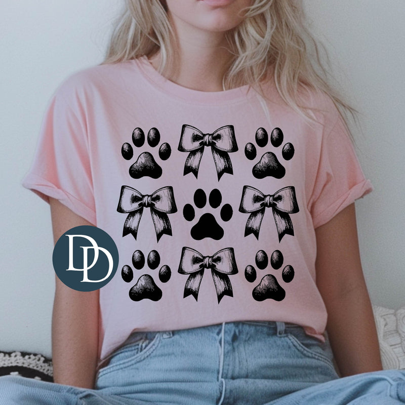 Paws And Bows (Black Ink) *Screen Print Transfer*