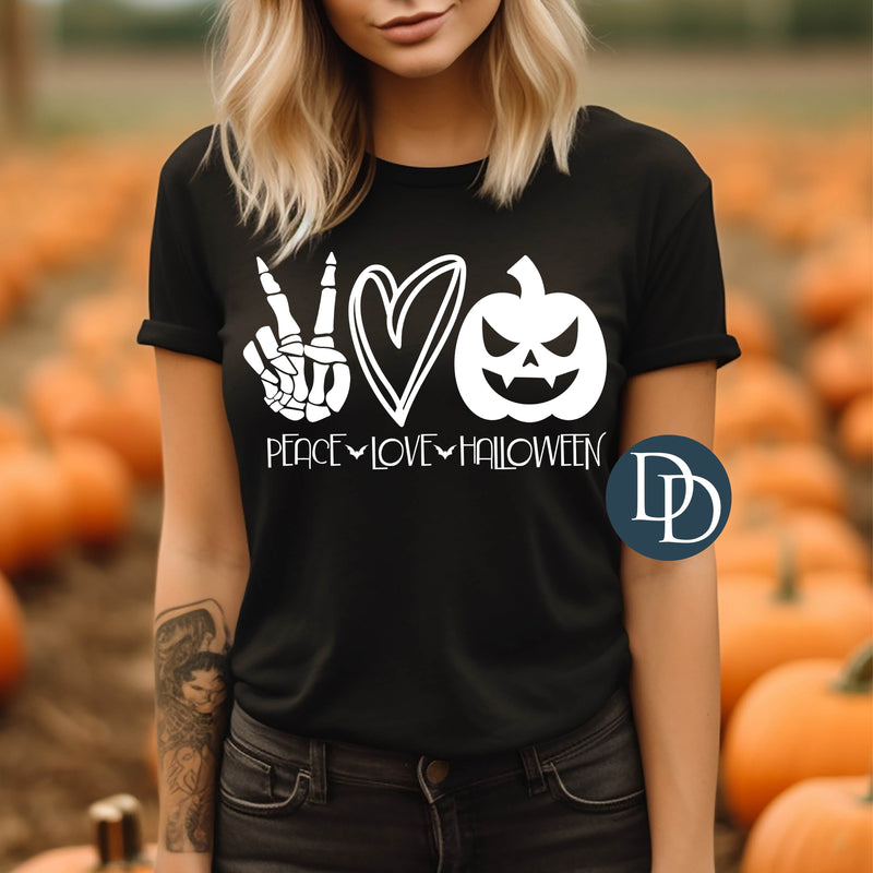 Peace Love Halloween (White Ink) *Screen Print Transfer*