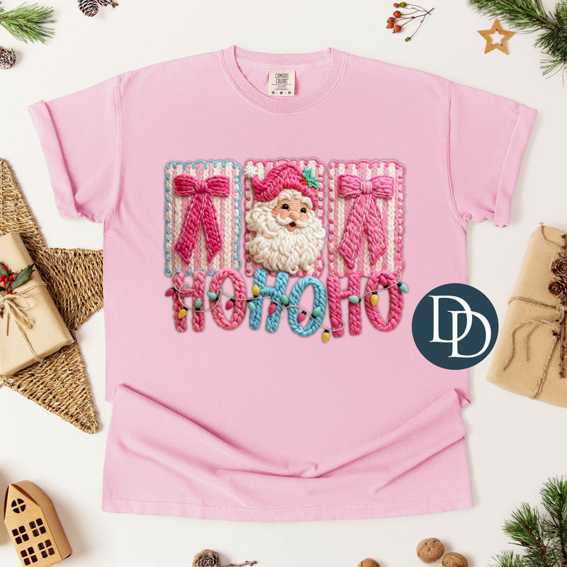 Pink And Blue Ho Ho Ho Faux Yarn *DTF Transfer