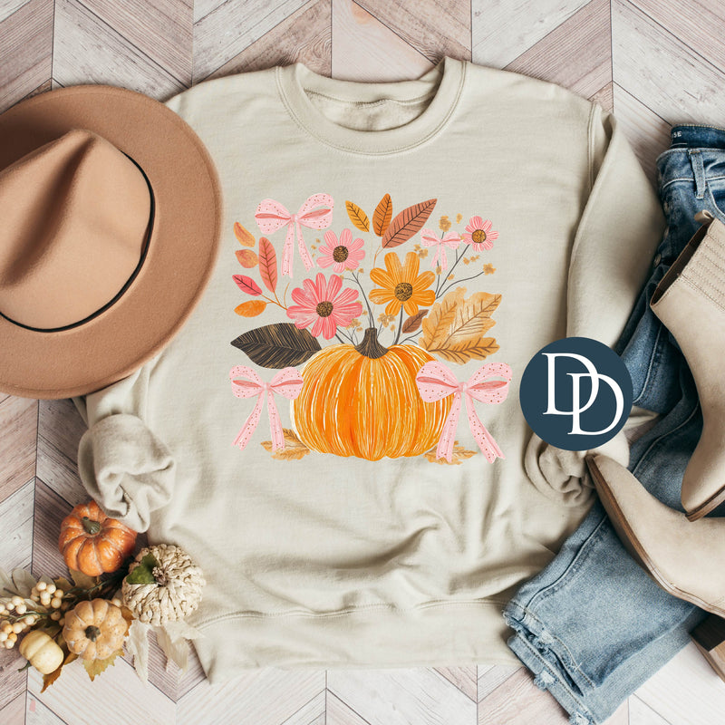 Pink Boho Handdrawn Pumpkin Florals *DTF Transfer*