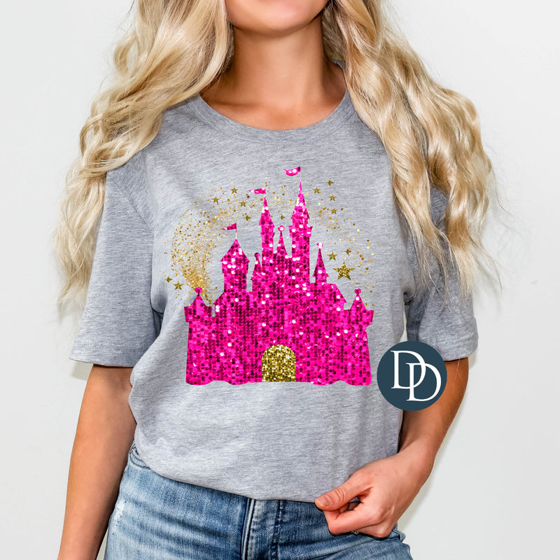 Pink Castle Faux Sequins *DTF Transfer*