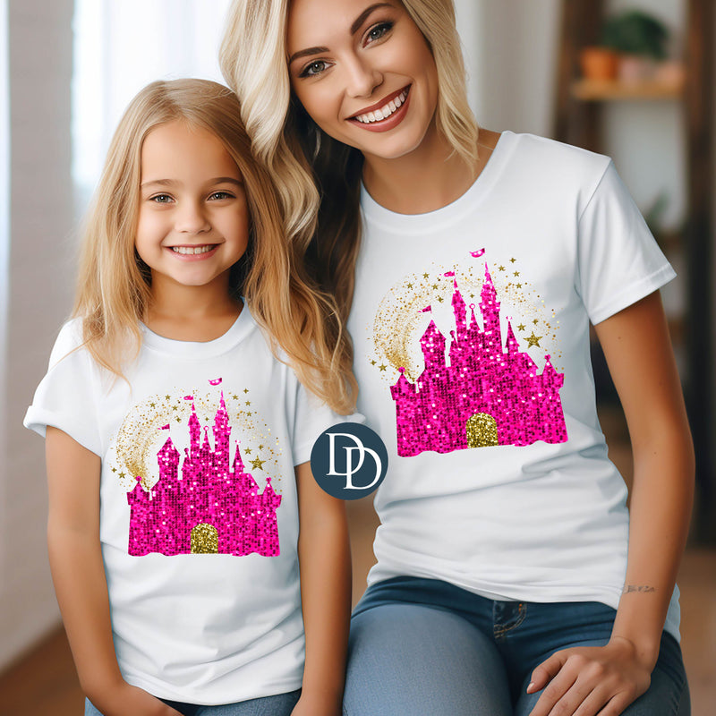 Pink Castle Faux Sequins *DTF Transfer*