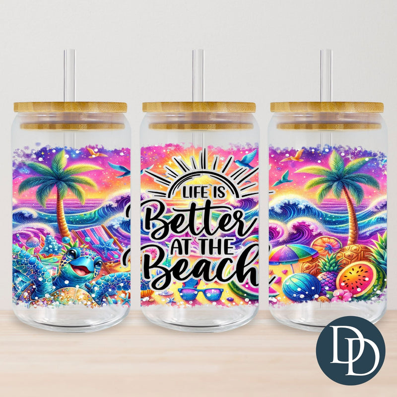 Pink Purple Life is Better at the Beach *UV DTF Cup Wrap*