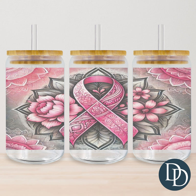 Pink Ribbon Mandala Tumbler Print *Sublimation Print Transfer*