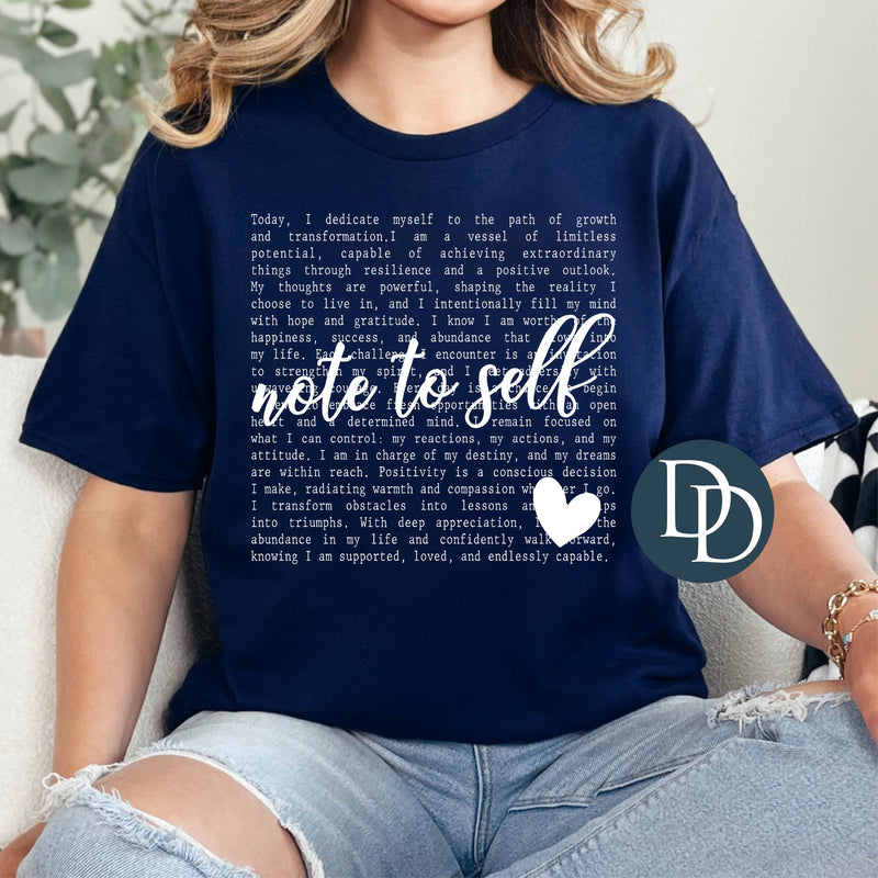 Positive Note To Self (White Ink) *Screen Print Transfer*