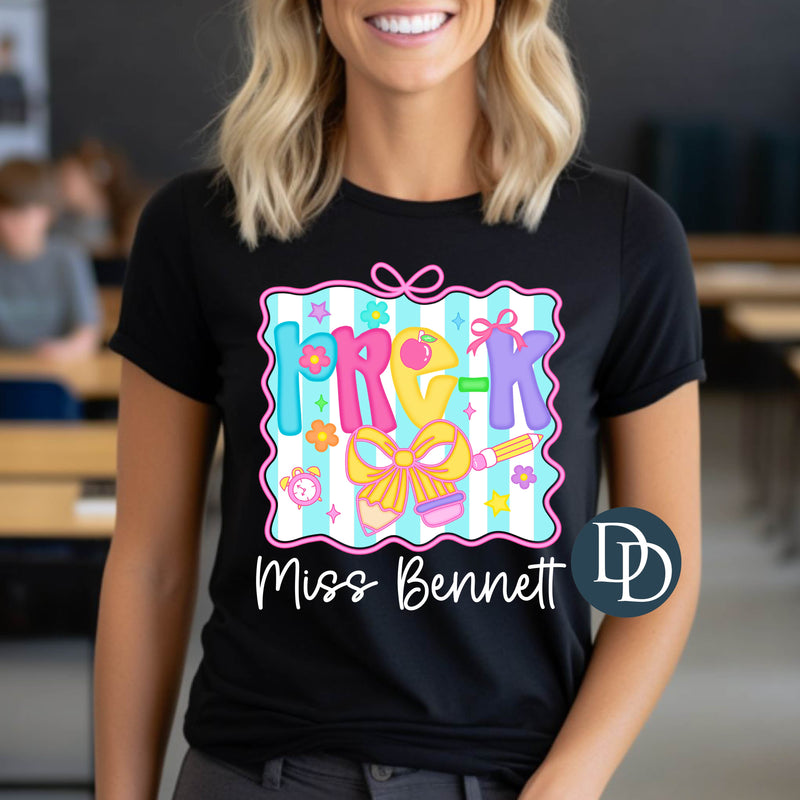 Colorful Pre-K Teacher Name *DTF Transfer*