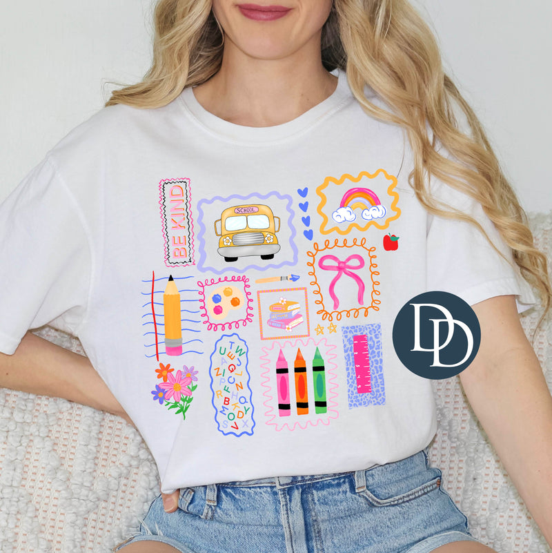 Preppy Back To School Doodles *DTF Transfer*