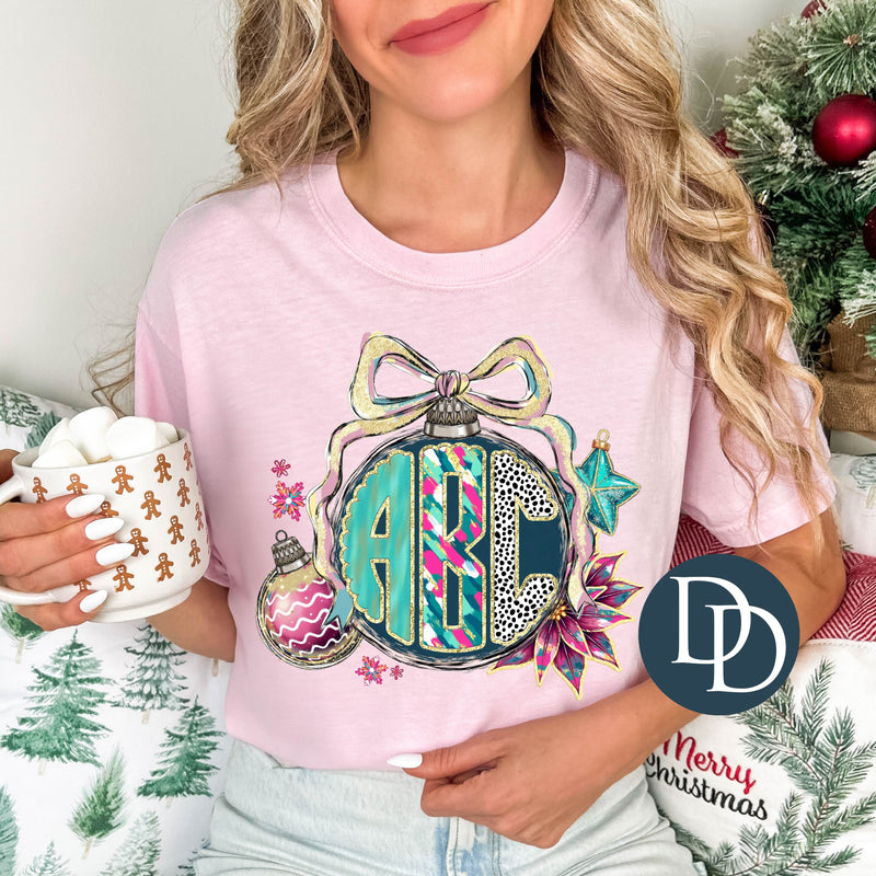 Preppy Christmas Ornament Monogram *DTF Transfer*