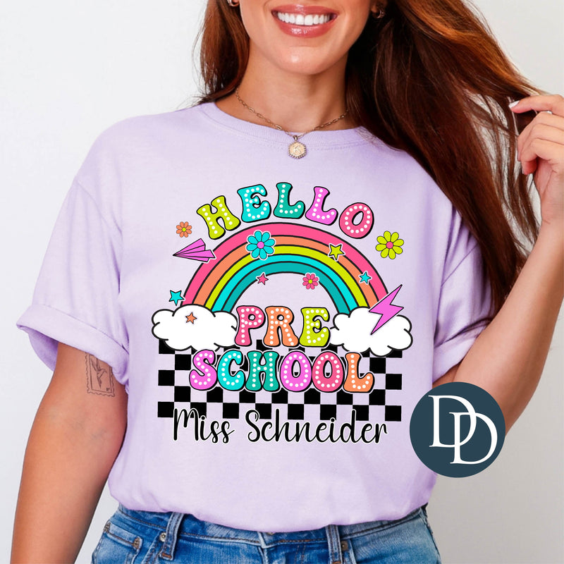 Bright Checkered Teacher Name *DTF Transfer*