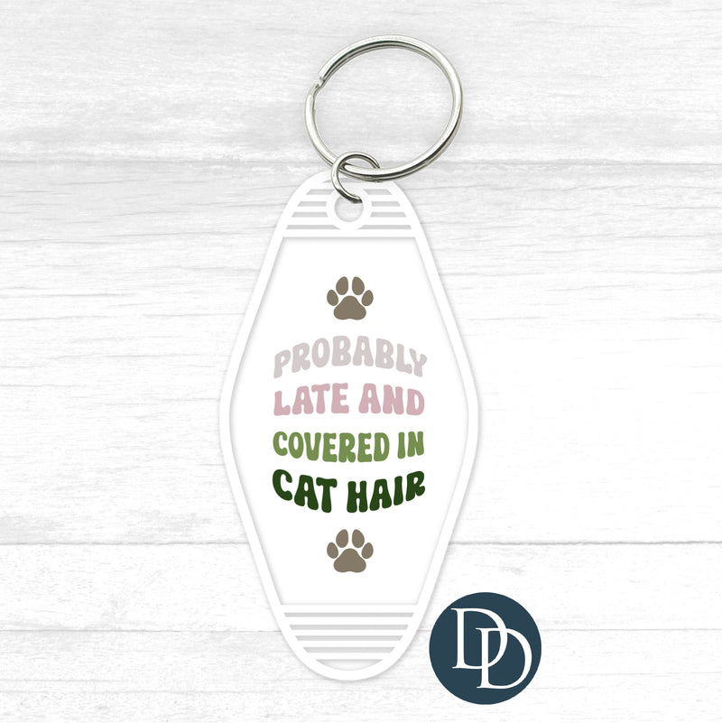 Probably Late Cat Hair Motel Keychain UV DTF Decal