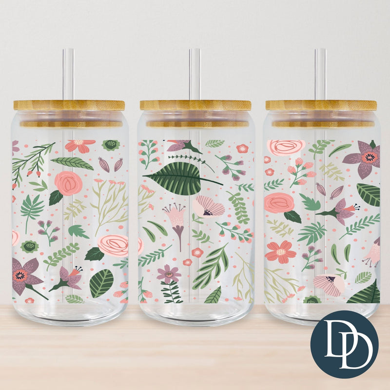 Purple Pink Greens Floral Backdrops *UV DTF Cup Wrap*