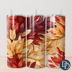 Red And Gold Leaves Tumbler Print *Sublimation Print Transfer*