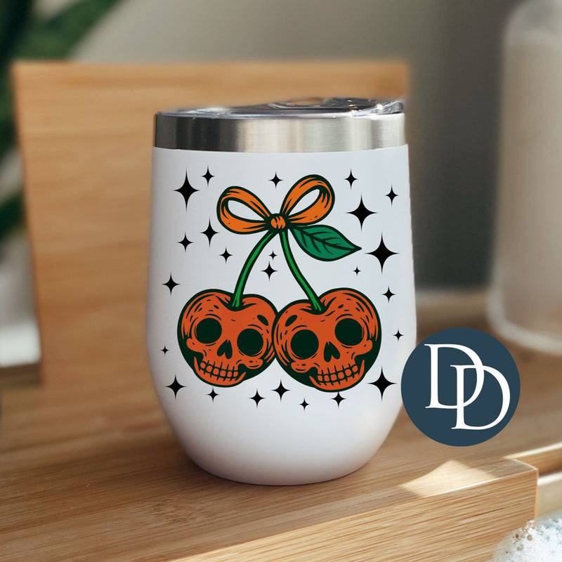 Red Skull Cherry Stems *UV DTF Decal*