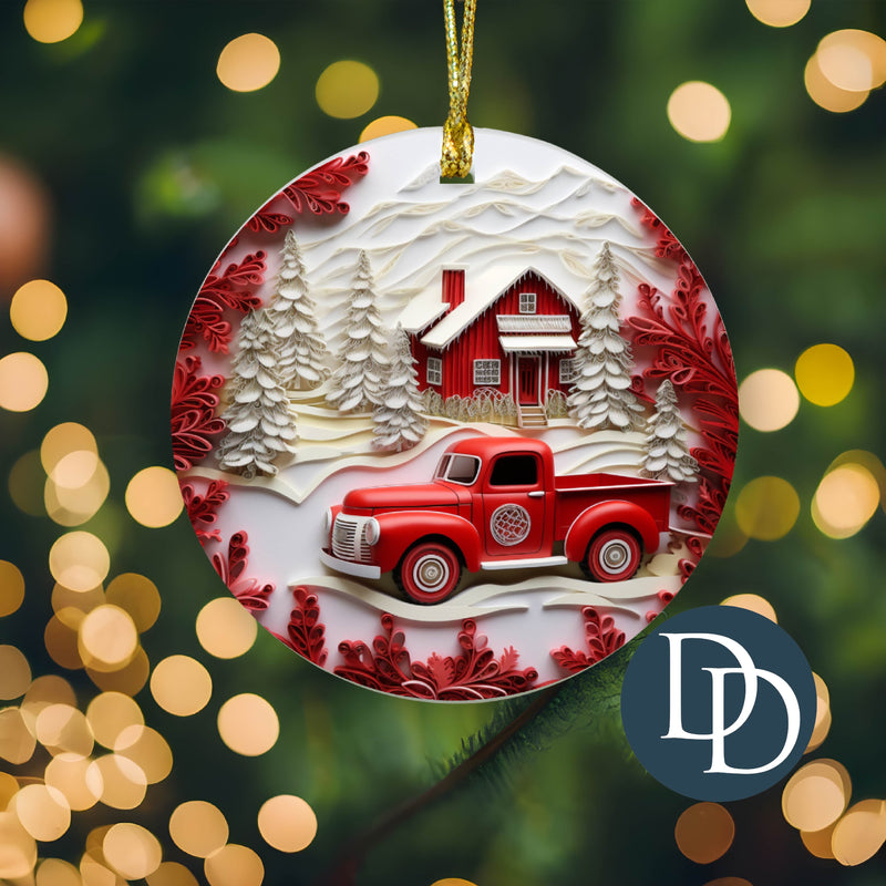 Red Truck *Sublimation Ornament Transfer*