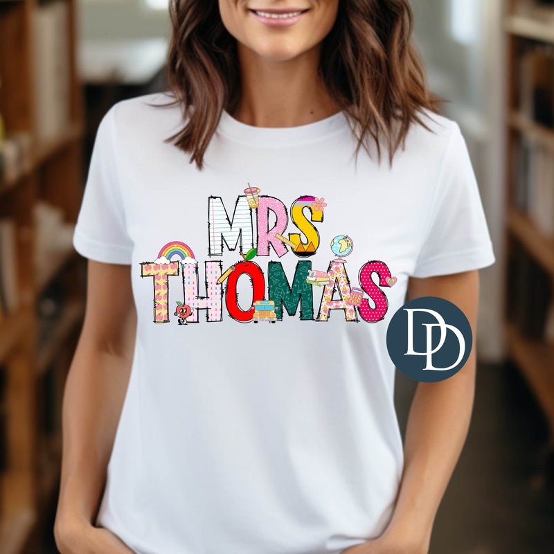 Retro Back To School Alpha Name *DTF Transfer*