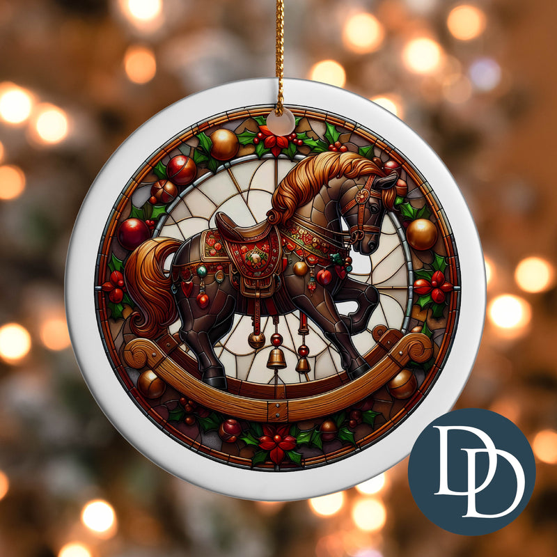 Rocking Horse Stained Glass *UV DTF Ornament Decal*
